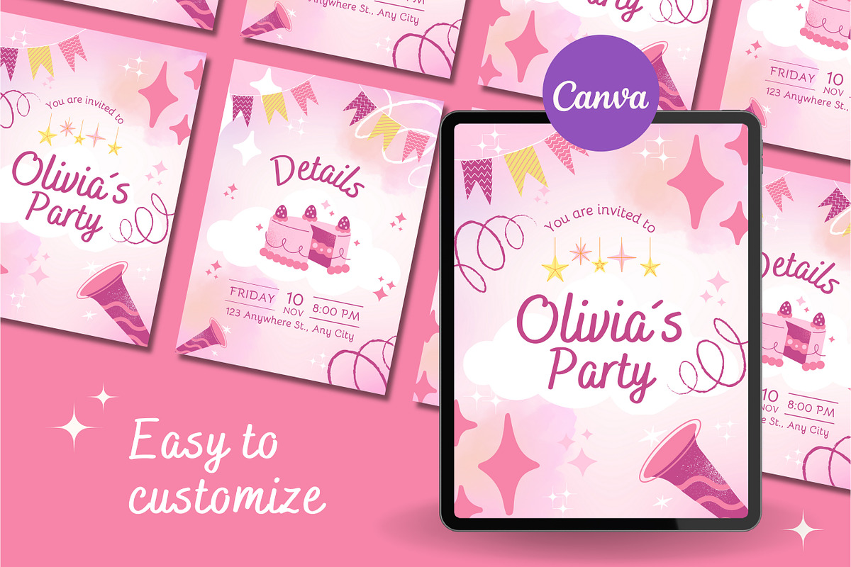Party Invitation Canva Template, a Design Template by TemplateCastleStore (Photo 4 of 5)