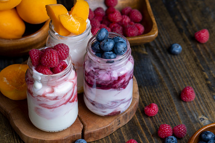Fresh delicious yogurt made from milk with blueberry flavor, a Background Photo by MyPhotos