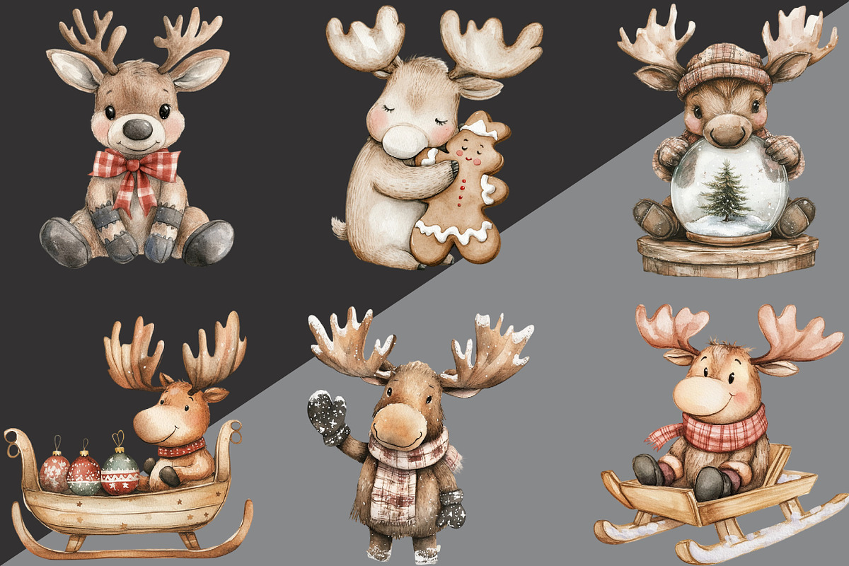 Cute Christmas Moose Sublimation, an Illustration by Black Bird Studio (Photo 5 of 6)