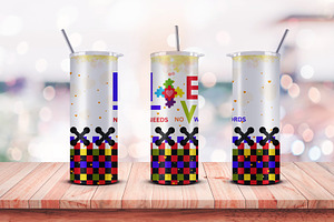 Autism Love Seamless Tumbler Wrap