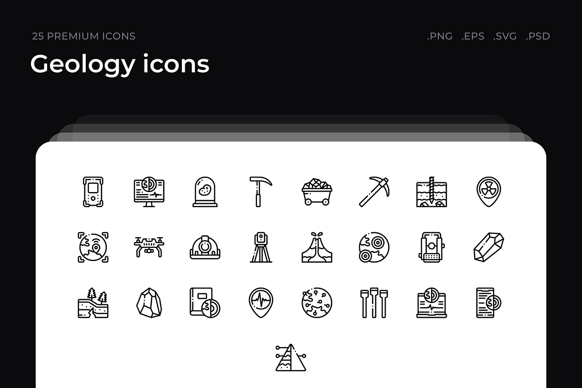 Geology icons, an Outline Icon by Wencory (Photo 1 of 2)