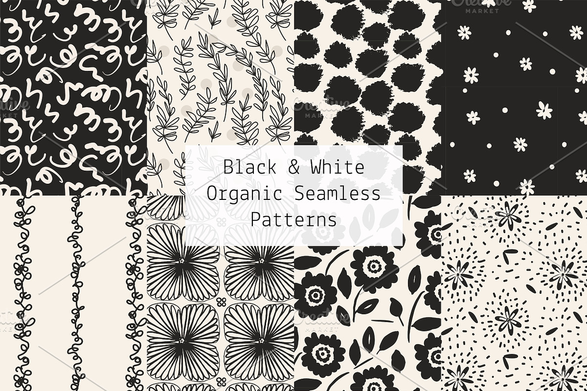 Black & White Organic Patterns, a Pattern Graphic by Lyolya Profitrolya (Photo 1 of 9)