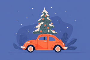 Classic car with Xmas tree, a Photo by Beautiful things