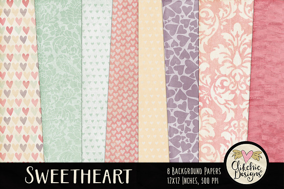 Shabby Damask & Hearts Textures preview 6