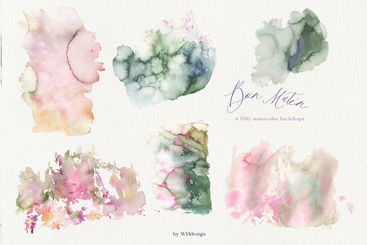 Bon Matin Watercolor Floral Clip Art, a Decorative Illustration by whiteheartdesign (Photo 12 of 18)