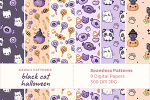 Black Cat Seamless Patterns, a Pattern Graphic by TheClipAtelier