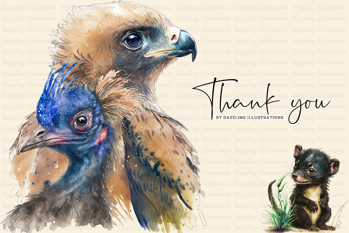 Australian Animals. Watercolor Set., an Animal Illustration by Dazzling Art Boutique (Photo 8 of 8)