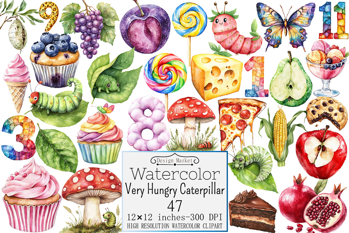 Very Hungry Caterpillar Clipart, a Seasonal Illustration by Design Market (Photo 1 of 5)