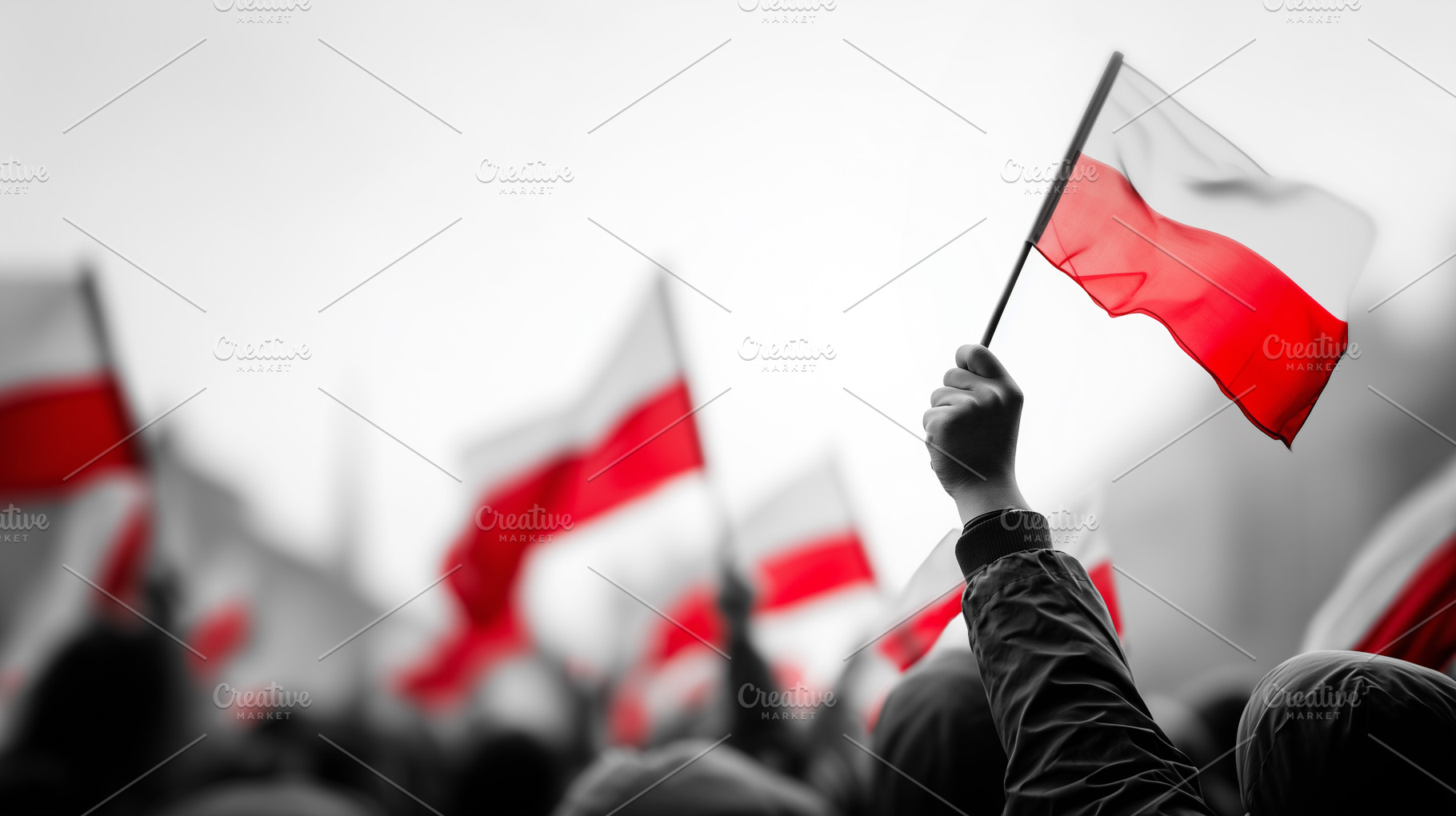 Crowd of people waving Polish flag, a Person Photo by MistyDay