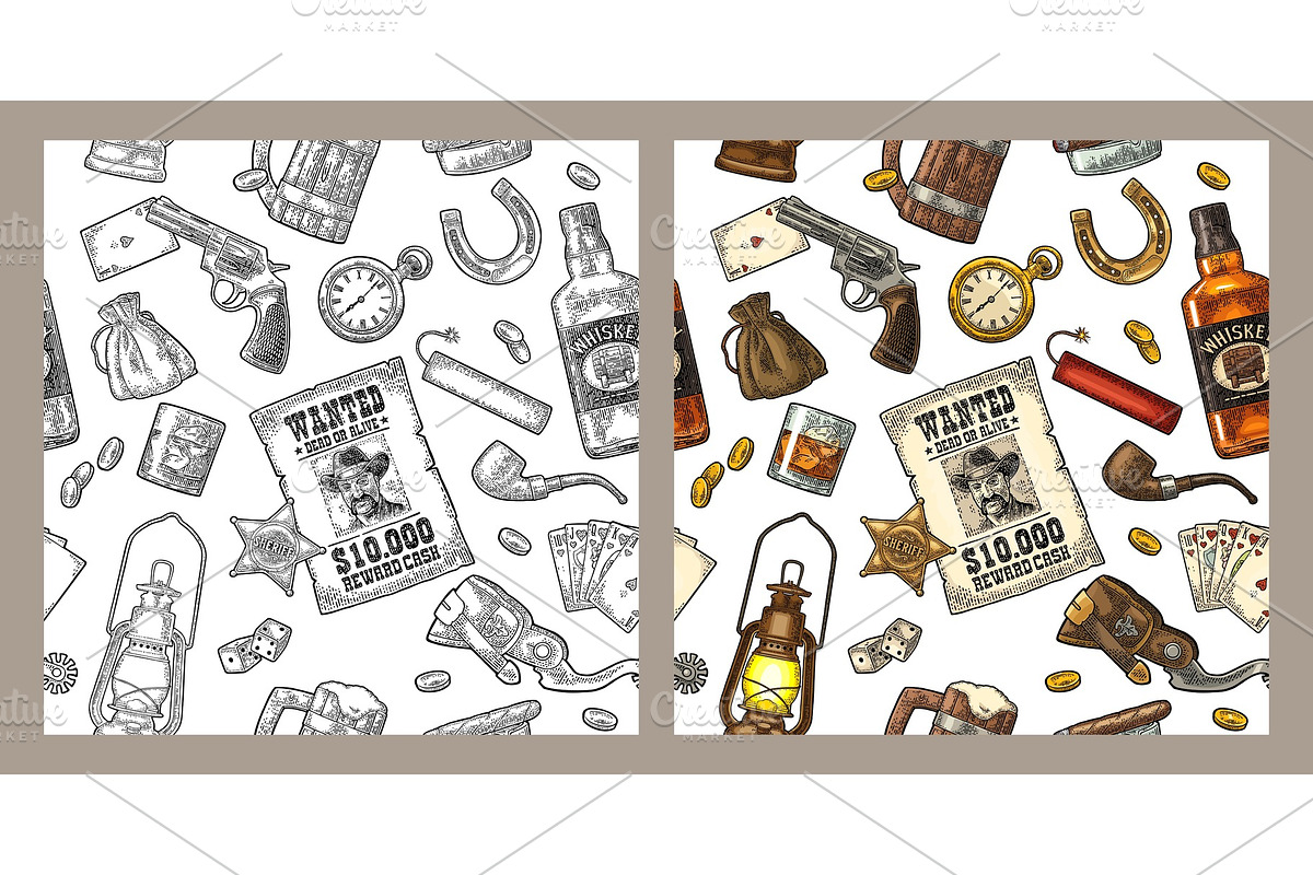 Seamless pattern Wild West. Vector, a Pattern Graphic by MoreVector