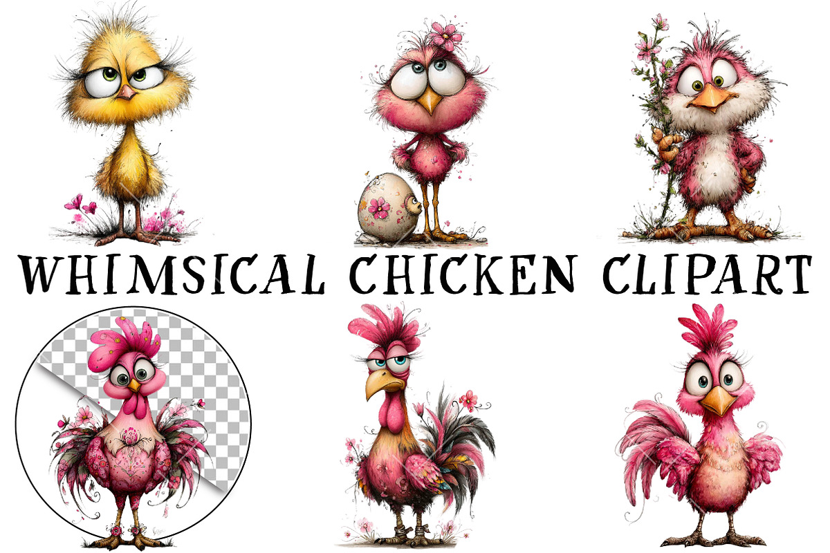 Whimsical Chicken Clipart, an Illustration by OK Design (Photo 2 of 6)