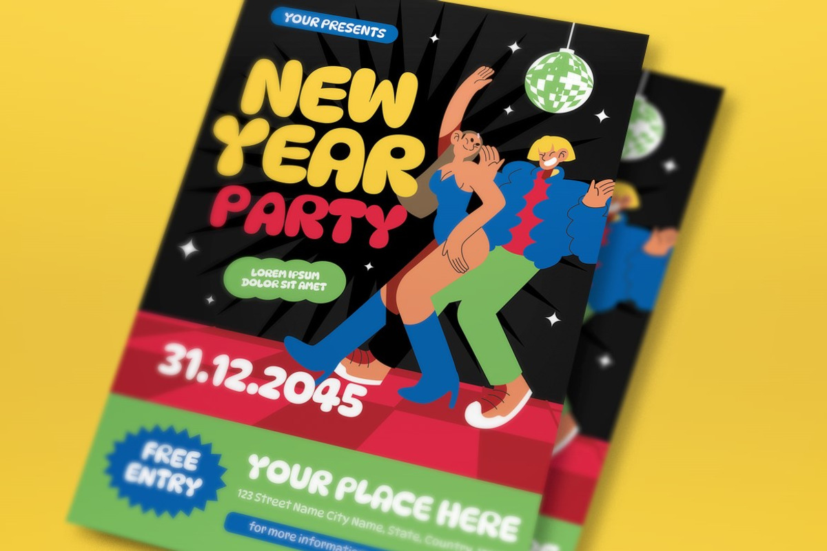 Black New Year Party Flyer Set, a Flyer Template by graphicook (Photo 4 of 6)