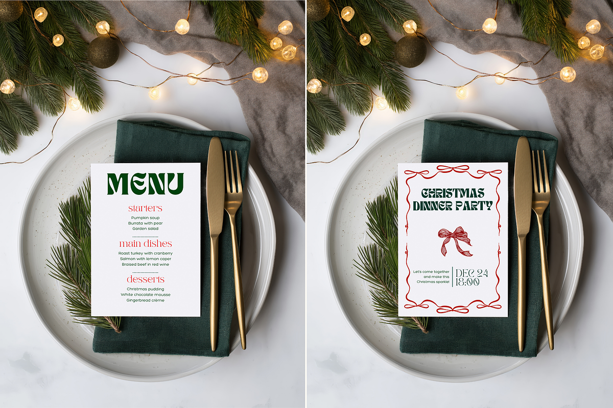 5x7 Christmas Menu Card Mockup, an Advertising Mockup by Serenefeeling (Photo 2 of 7)