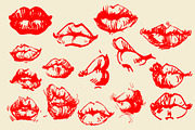 Lips Red hand draw Clipart, an Object Graphic by Samira (Thumbnail 2 of 3)