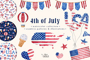 4th of July. USA patriotic set, a Decorative Illustration by Olya Haifisch (Thumbnail 1 of 5)