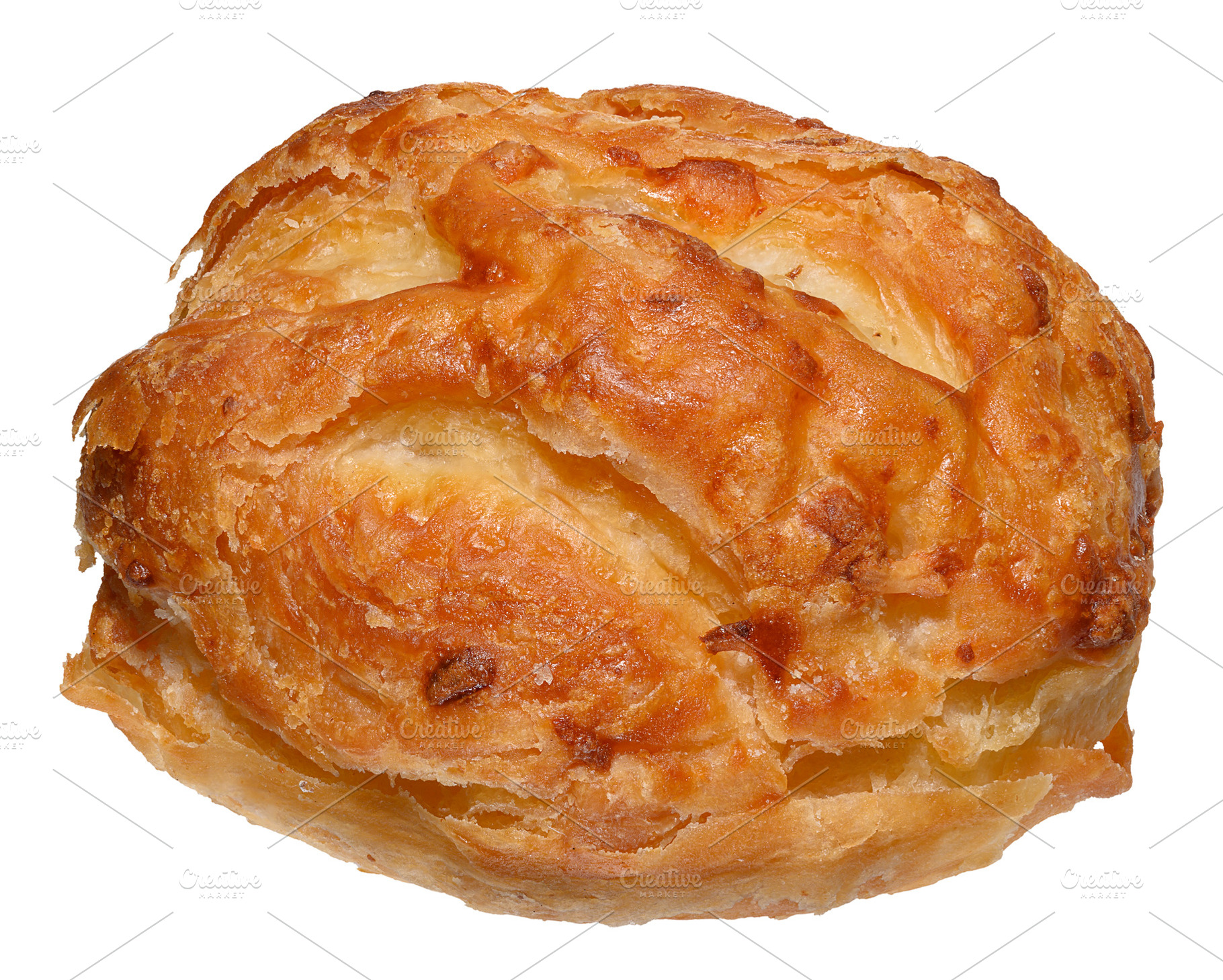 A golden brown puff pastry pastry with a textured texture, a bun, a Food & Drink Photo by ndanko