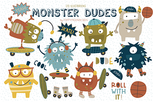 Monster Dudes Clipart Set