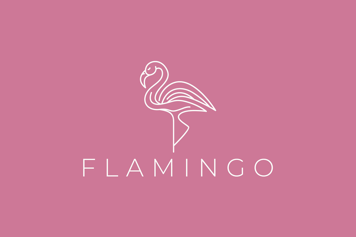 Flamingo Logo Line Silhouette Tropic, a Branding & Logo Template by Signatoro (Photo 2 of 2)