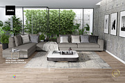 Room with Corner Sofa Pillow Mockup, a Household Mockup by creatsy2 (Thumbnail 1 of 4)