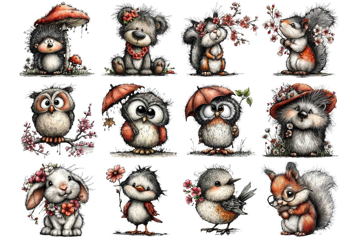Whimsical Summer Woodland Animals, an Illustration by DreamArtGraphic (Photo 2 of 3)