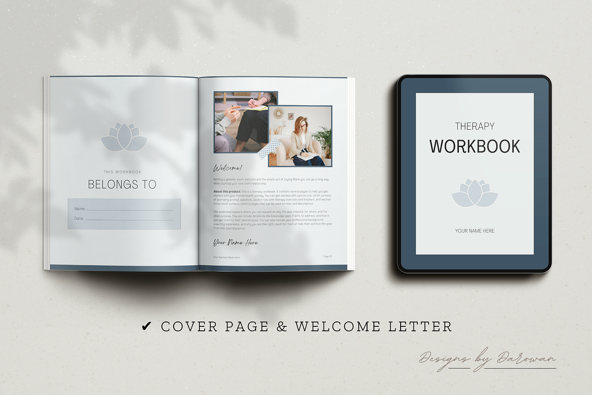 Therapy Journal Worksheets | Canva, a Magazine Template by Designs by Darowan (Photo 2 of 10)