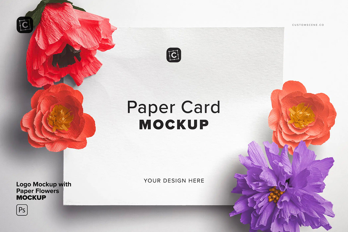 Logo Mockup with Paper Flowers, a Product Mockup by Custom Scene (Photo 2 of 8)