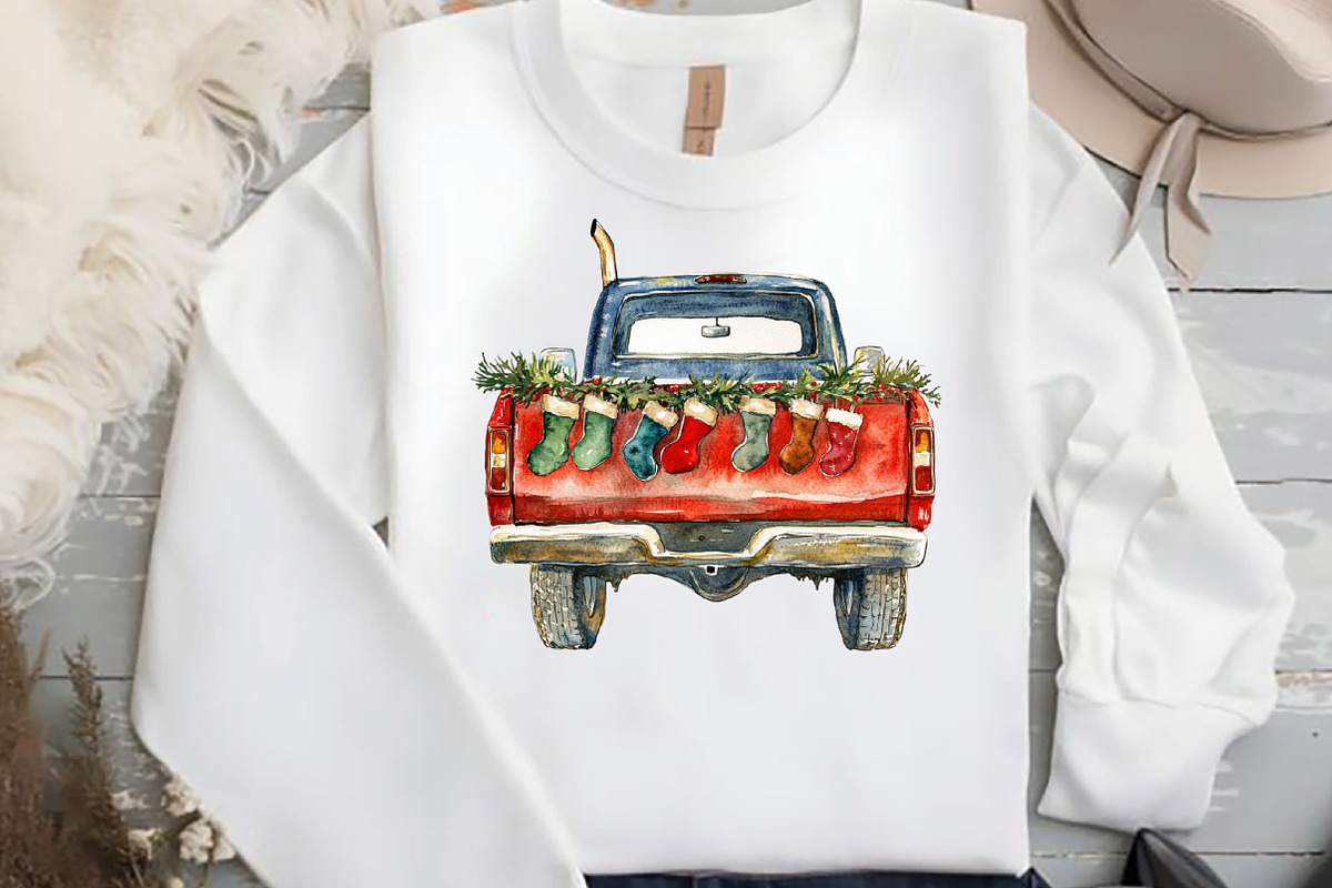 Christmas Truck Sublimation Clipart, an Illustration by DreamCafeArt (Photo 6 of 7)