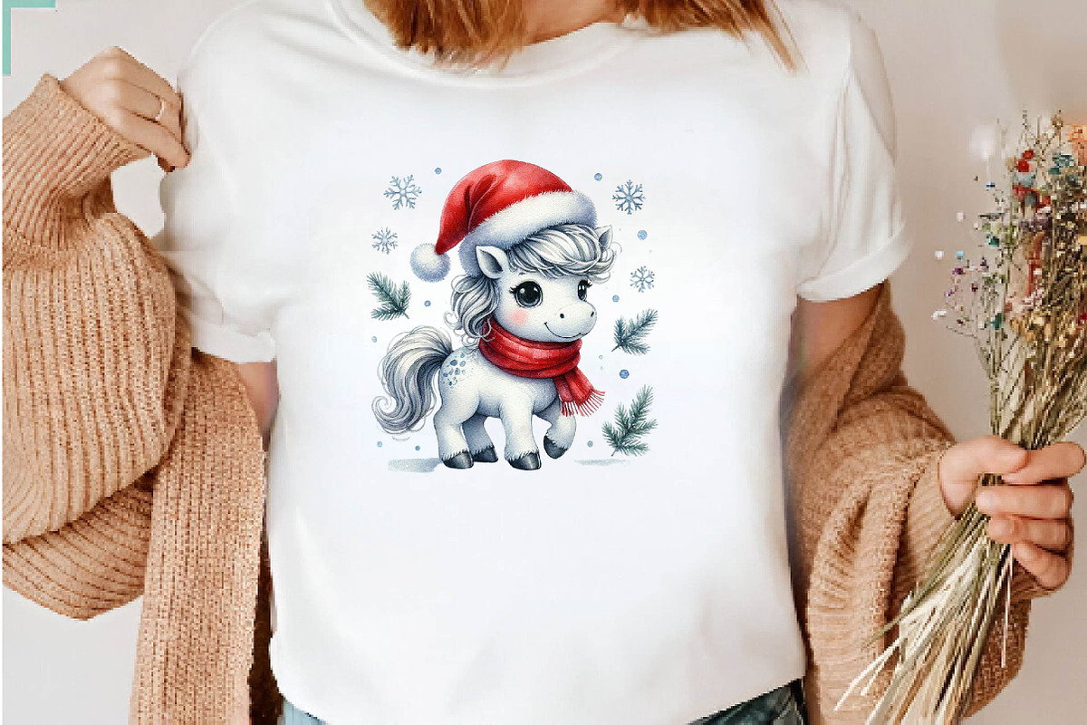 Watercolor Christmas Horse Clipart, a Seasonal Illustration by CreationArt (Photo 6 of 7)