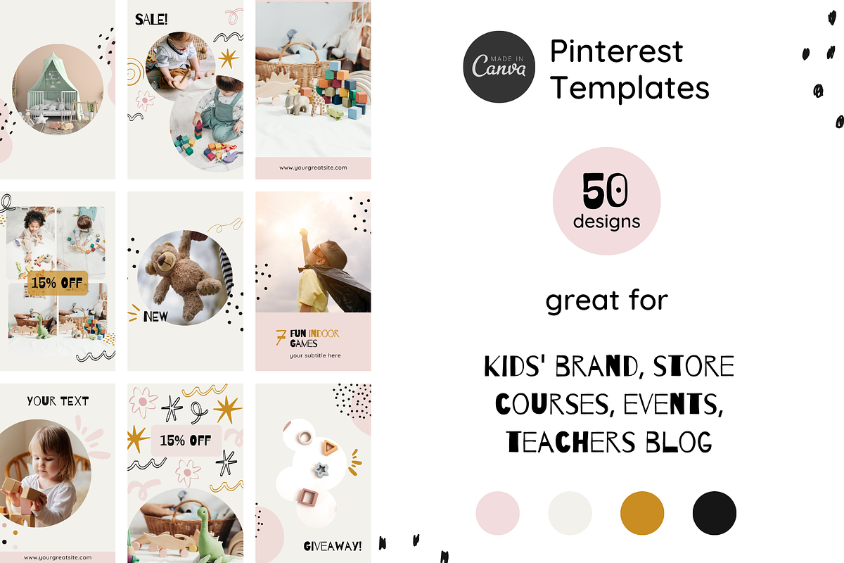 Kids Pinterest templates Canva, a Social Media Template by Yaaas Design (Photo 7 of 16)