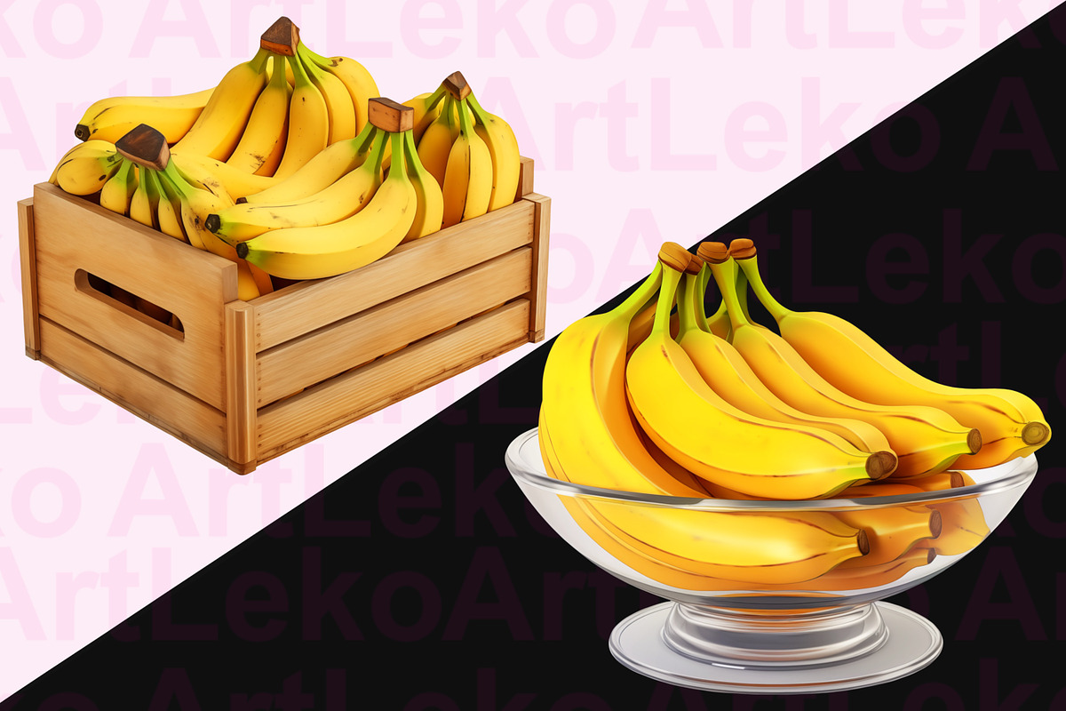 Bananas Clipart, a Food Illustration by LekoArt (Photo 6 of 10)