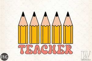 Teacher Pencil Sublimation PNG, an Illustration by Libby Wishes