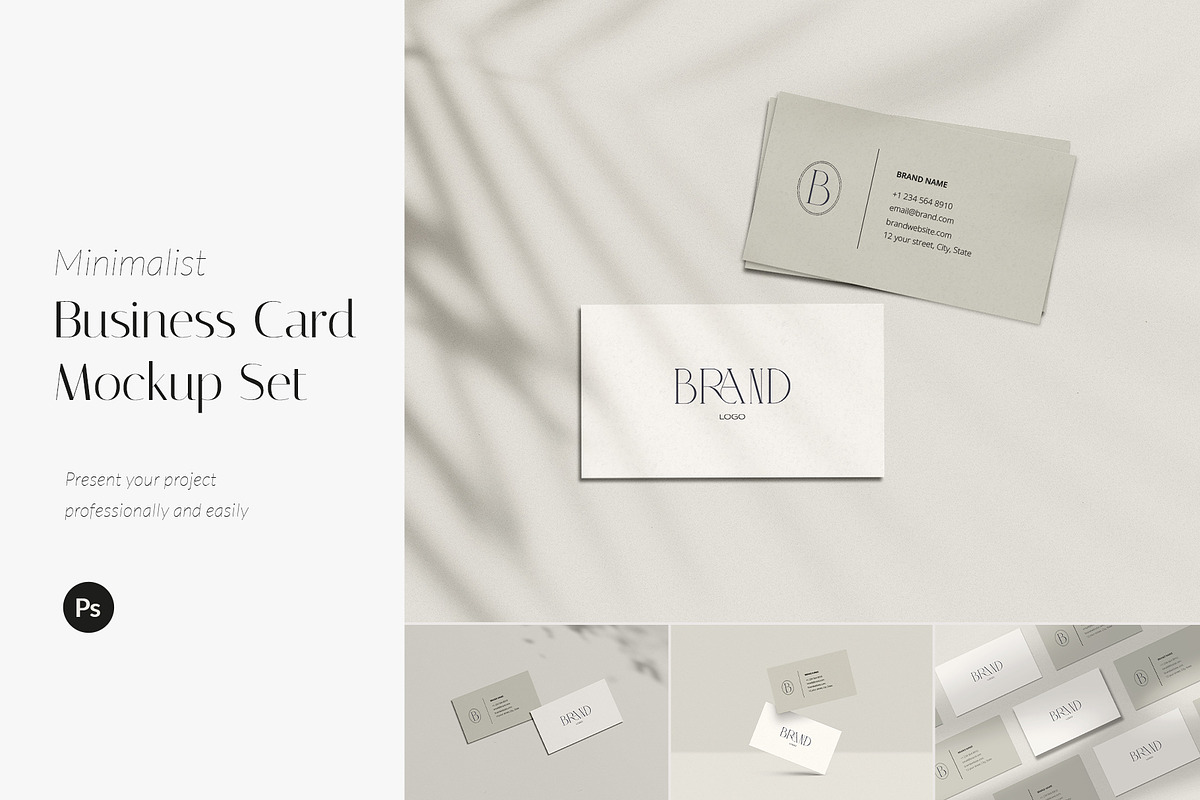 Minimalist Business Card Mockup Set, a Product Mockup by Yuli Studio (Photo 1 of 6)