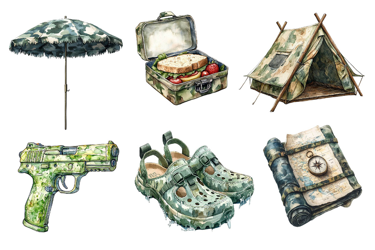 Camouflage Summer Elements Clipart, an Illustration by Dream Creation (Photo 3 of 6)