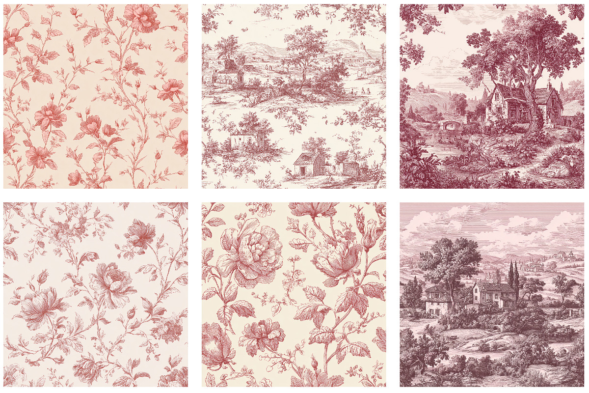 French Toile De Jouy Seamless Patter, a Pattern Graphic by DreamArtGraphic (Photo 3 of 4)