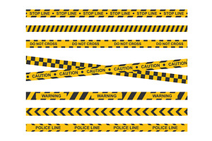 Set of yellow caution tape, an Object Illustration by Vector Creator