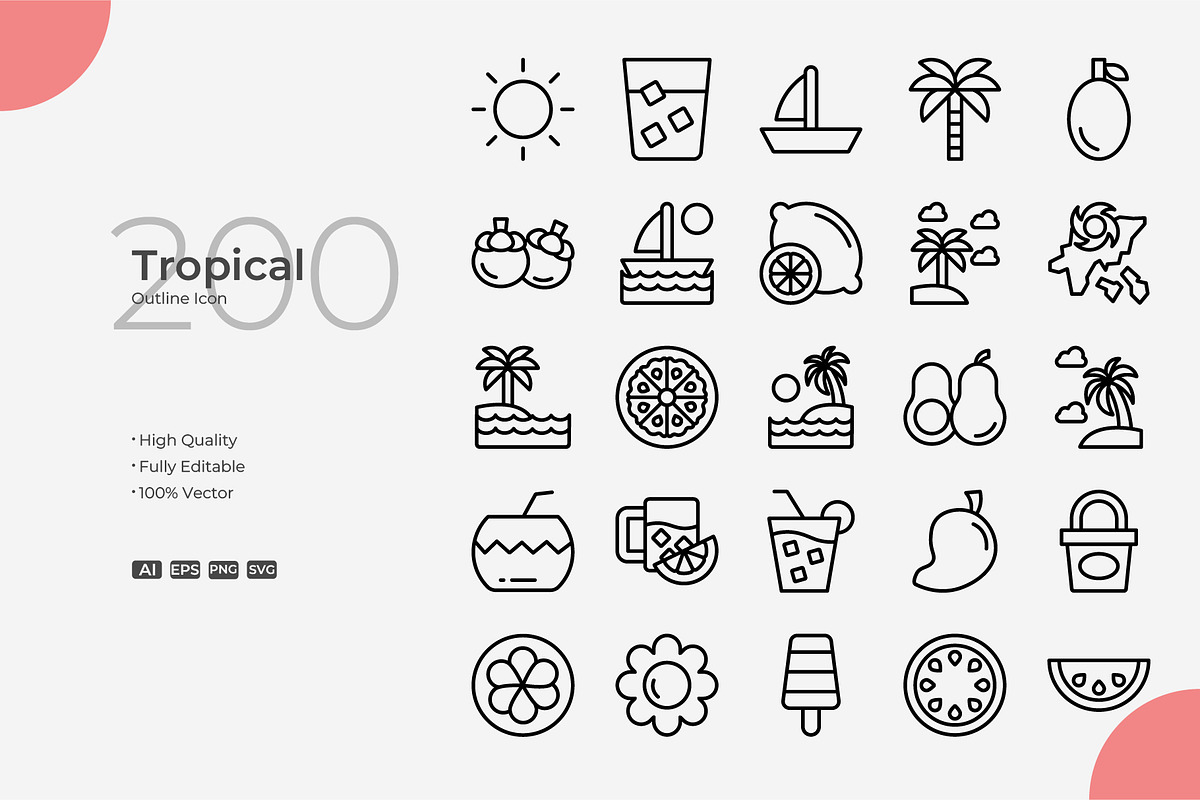 Tropical Outline Icons, an Outline Icon by Bloodline