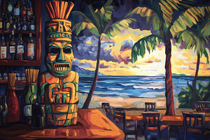 Tropical cocktails spark island vibe, a Photo by Pavel_design