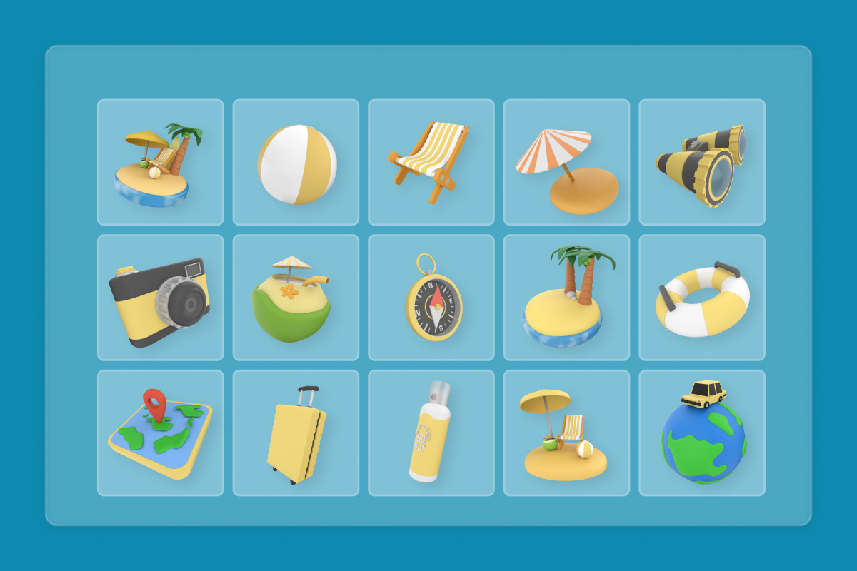 Vacation Travel 3D Icon Set, a Work Illustration by twinstd (Photo 6 of 6)