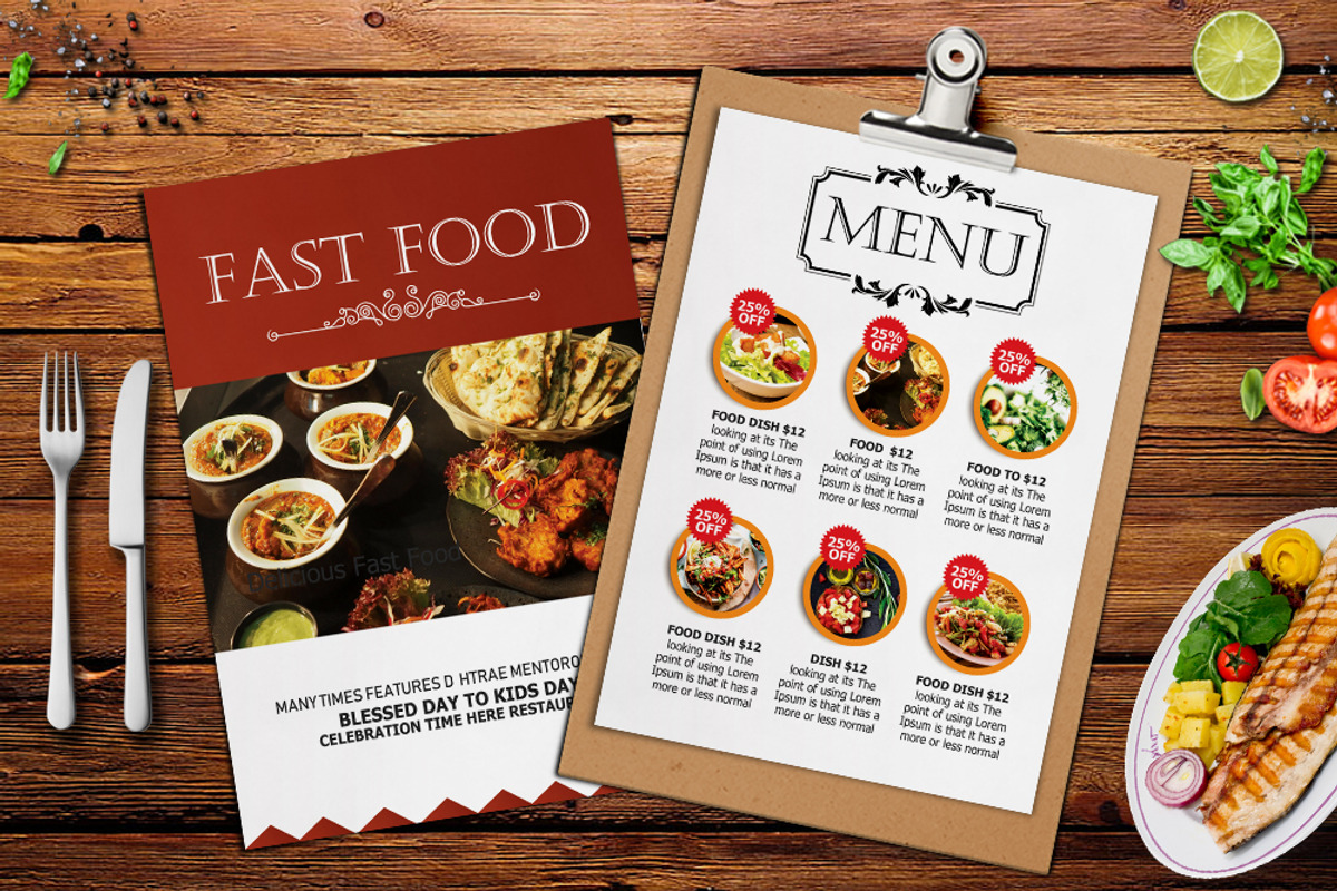 Double Sided Food Menu Psd Template, a Flyer Template by Business Flyers