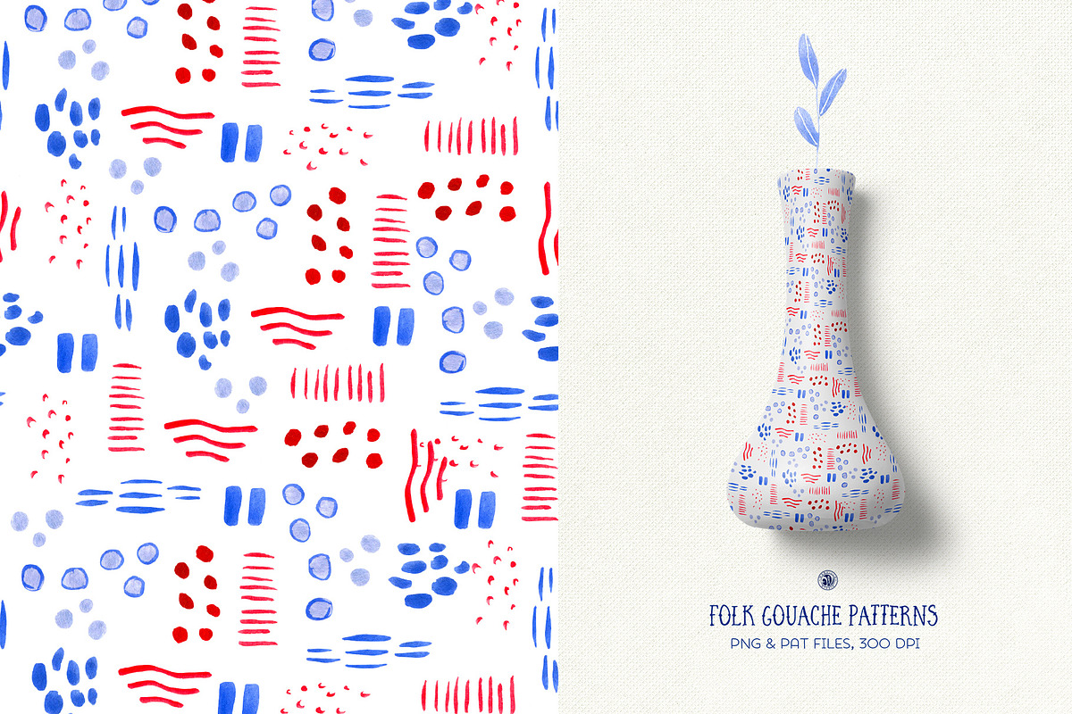 Folk Gouache Patterns, a Pattern Graphic by Webvilla Studio (Photo 5 of 7)