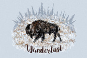Snow Buffalo Wanderlust Collection, an Animal Illustration by Black Bunny Design Studio (Thumbnail 5 of 11)