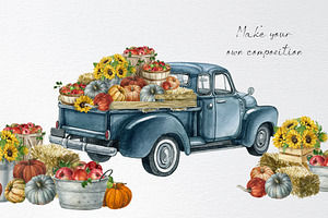 Autumn Apple Harvest Truck Clipart