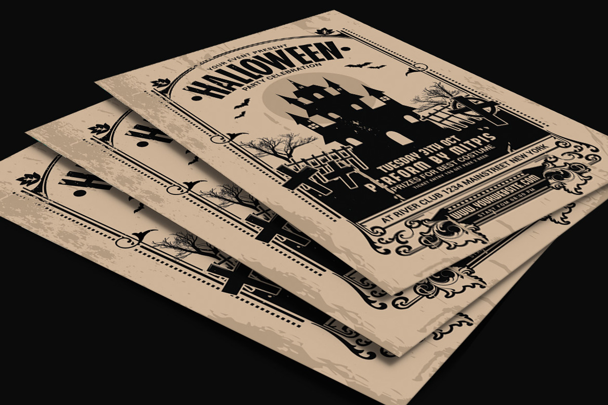 Halloween Party Vintage Flyer, a Flyer Template by Muhamad Iqbal hidayat (Photo 4 of 4)