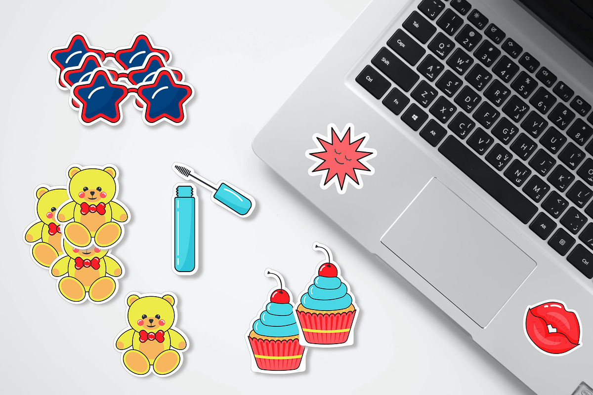 Retro pop art sticker bundle, an Object Illustration by JulyGart (Photo 5 of 6)