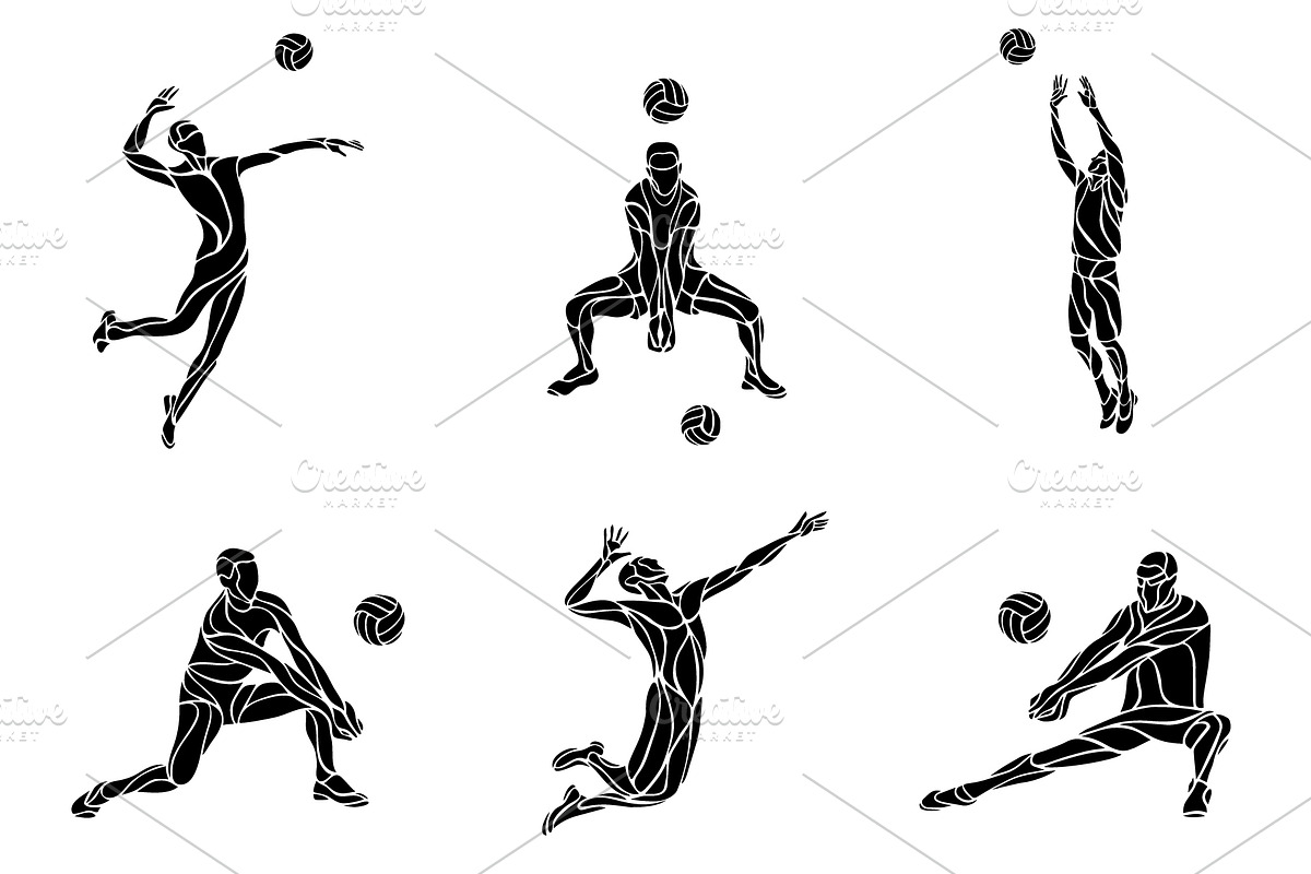 Volleyball players silhouettes set, a Person Illustration by Kluva's Wavy Silhouettes (Photo 2 of 2)