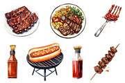 Watercolor BBQ Barbecue Clipart, an Illustration by designcity5 (Thumbnail 4 of 5)