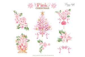 Pink Bow Christmas Illustrations