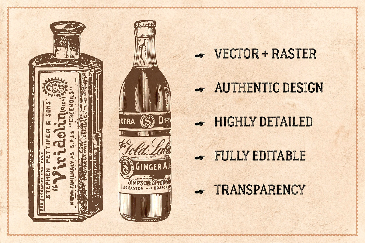 120 Vintage Bottles, Flasks & Vials, an Illustration by Brigantine Designs (Photo 2 of 6)