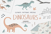 DINOSAURS clipart + SVG files, an Illustration by Alina Mubarak (Thumbnail 1 of 14)