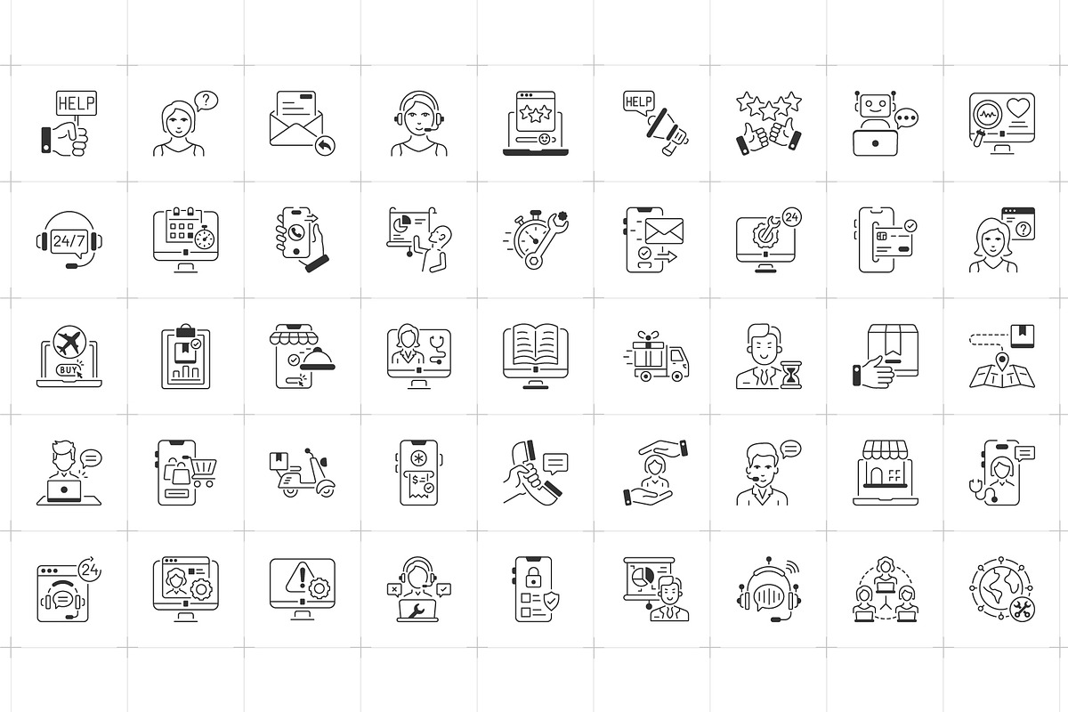 Support and Service Icon Set, an Outline Icon by Prosymbols (Photo 4 of 5)